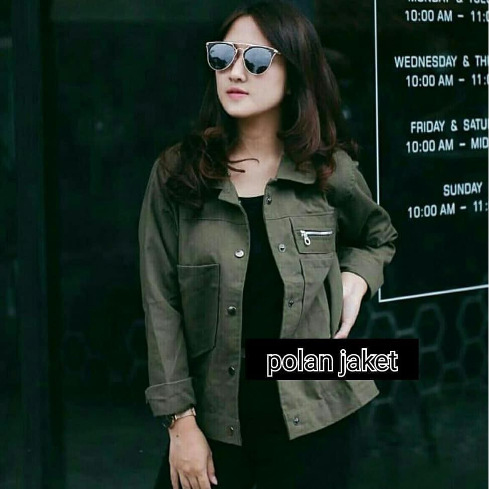 JAKET POLAN - Polan Jaket Fashion Korean Jaket Modis Wanita - Zippy Pocket - Pocket Zippy