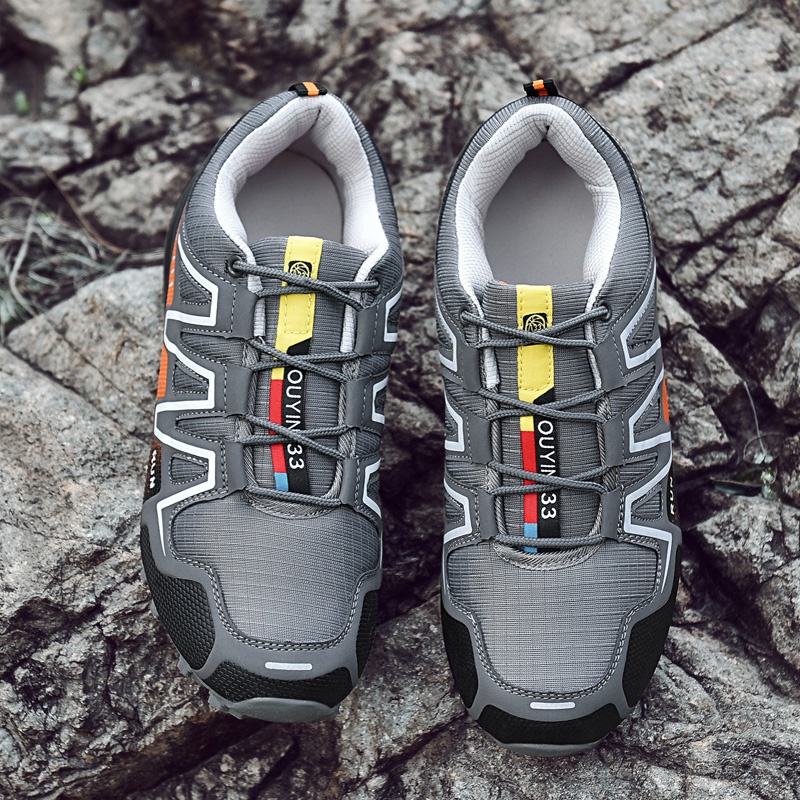 Terbaru 3 Warna Sepatu Hiking Pria Casual Sepatu Tali Gunung Outdoor Trekking Sepatu Mendaki Anti Slip Touring Lentur 216