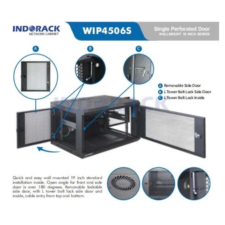Wallmount Rack WIP4506S Rack Server 6U Single Perforated Door 19 inch Series