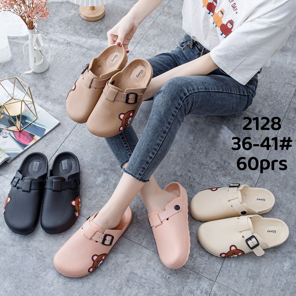 Sandal Slip On Wanita Bapau Karakter Line Brown &amp; Nice Bear Korean Style Winola Collection WNL 2128-A4