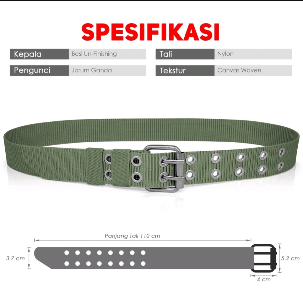 Ikat Pinggang Sabuk Nylon Jarum Dobel Gesper Men Belt S044