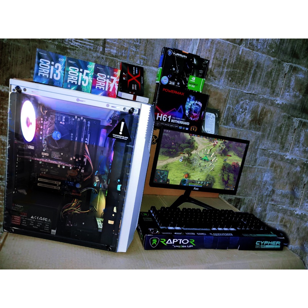 PAKET KOMPUTER GAME/DESAIN FULL BARU CORE I3,I5,I7 RAM 8GB HDD 500GB SSD 256GB VGA 2GB