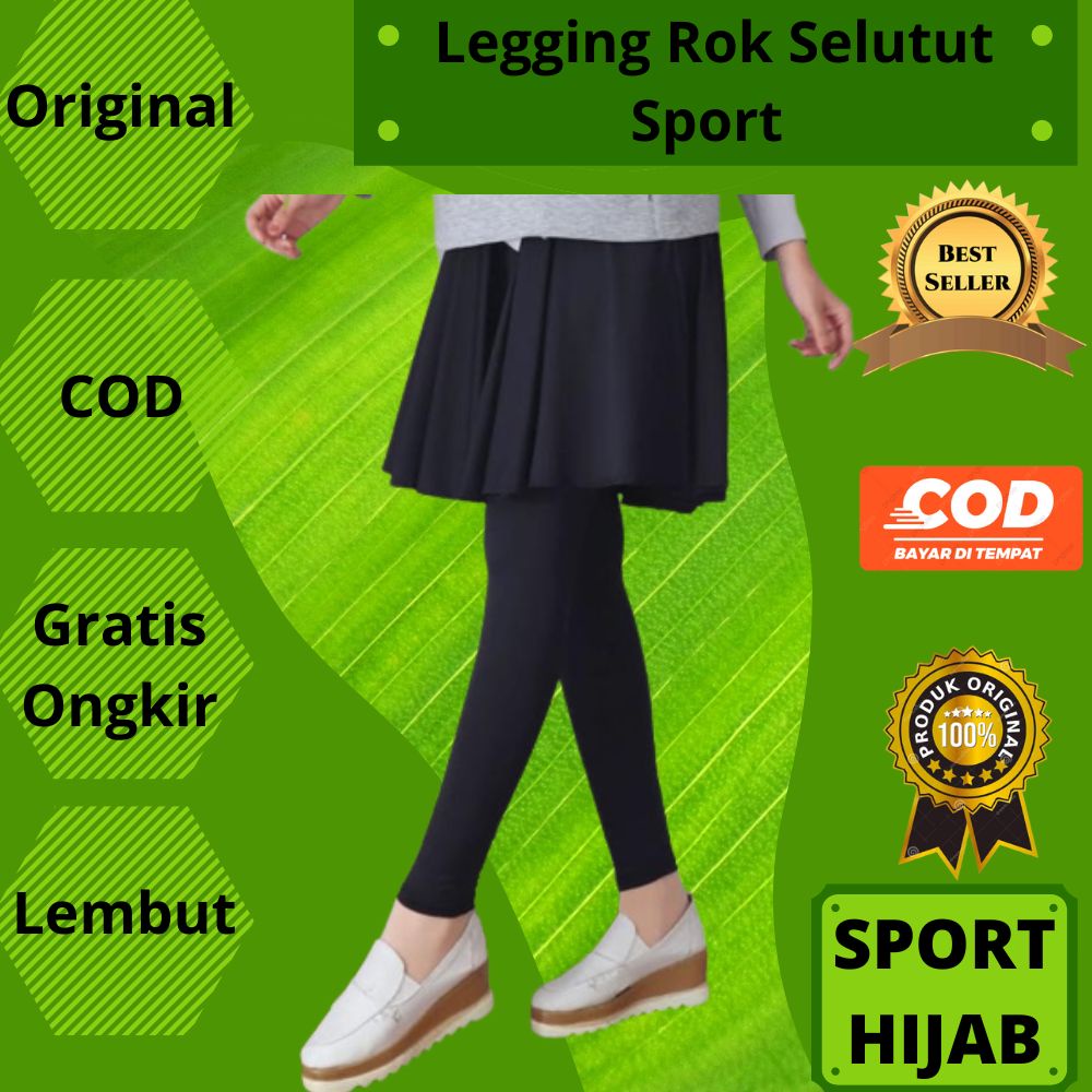 Legging Leging Lejing Rok Selutut Bawahan Sport Sports Sporty Olahraga Wanita Cewek Muslim Muslimah 