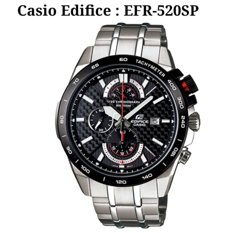 Jam Tangan Pria Merk Casio Edifice Type : 520 Baterai Silver Black