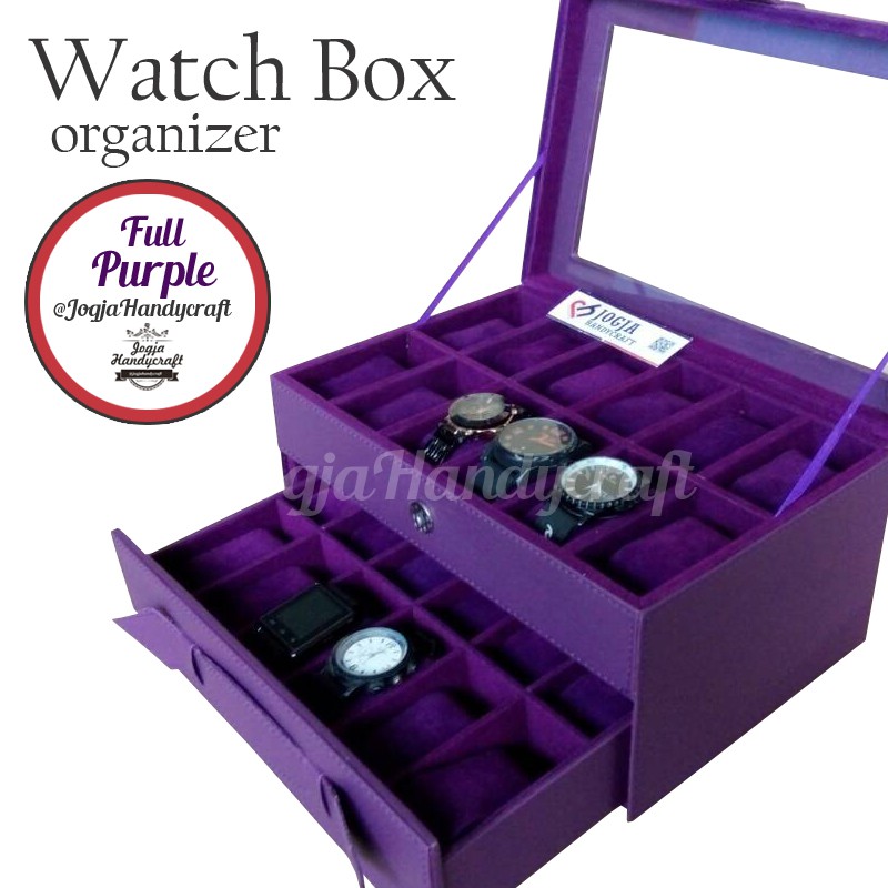 Purple Watch Box For 24 Watches / Kotak Tempat Jam Tangan Isi 24