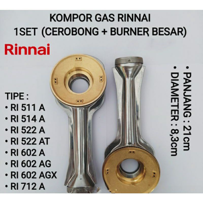 Burner 8.6 CM kuningan Besar KW1 kompor Rinnai , Rinai