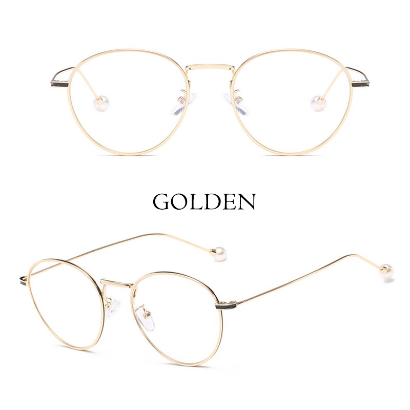 (YUZHU) Bayar Di Tempat Wanita Kacamate?Korean Desgin Gaya Retro Besi Frame Eyeglasses Lensa Bening