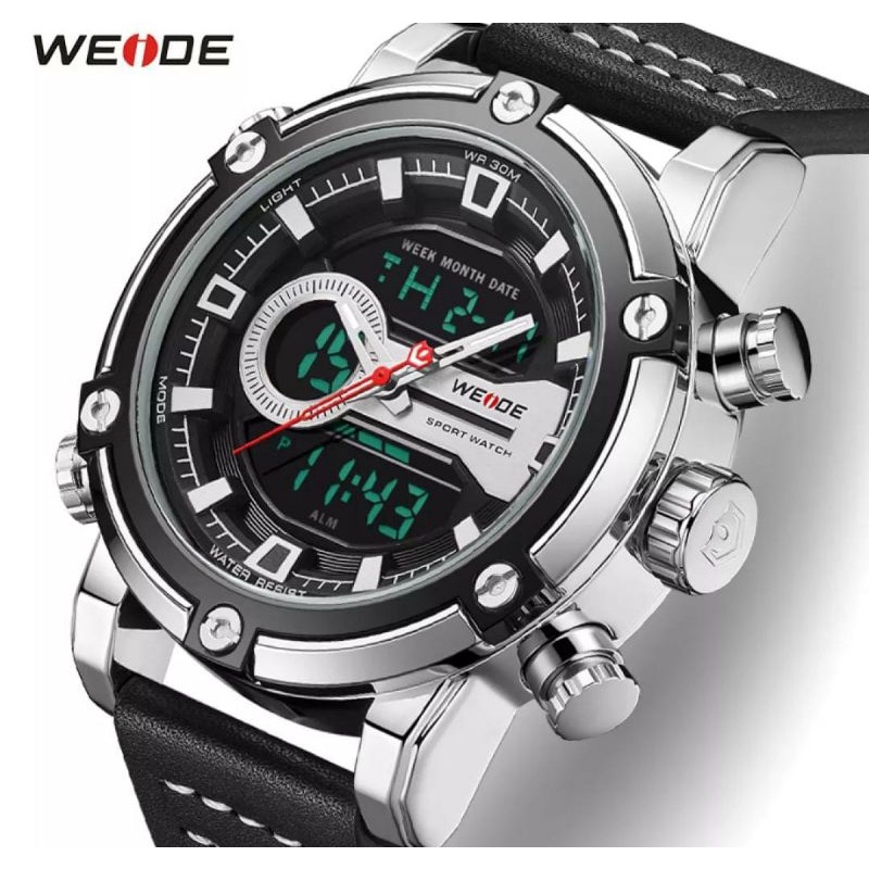 Jam Tangan Weide 2023 Jam Tangan Kulit Tahan Air Chronograph