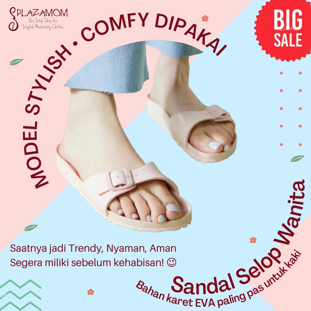 Sandal EVA karet WANITA DEWASA SELOP slop sendal slippers ringan nyaman empuk trendy stylish kekinian model korea korean anti slip awet kualitas premium