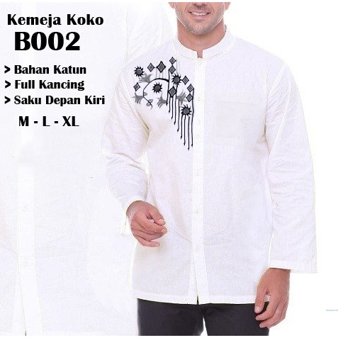 Kemeja Koko B002 /Baju Muslim Pria Lengan Panjang/Baju Koko Pria