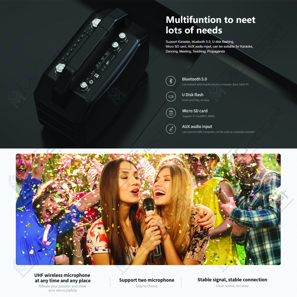 Mifa M520 Gen 2 Bluetooth Speaker with Wireless Microphone Karaoke