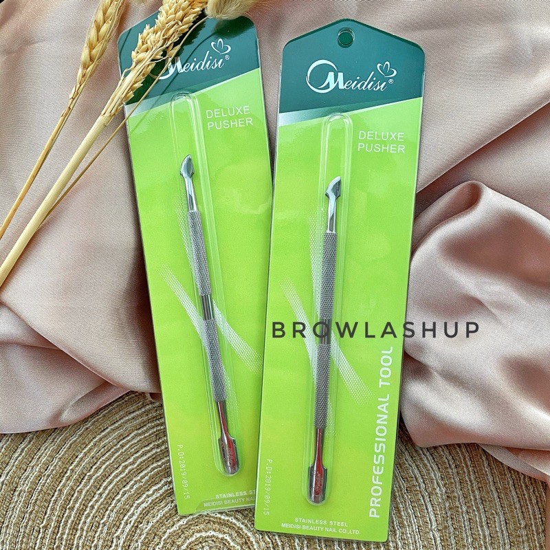 MEIDISI PROFFESIONAL Cuticle pusher profesional manicure pendorong kutikula ujung tajam Produk Good Quality