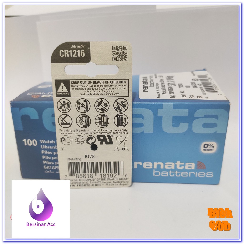 BATTERY BATRAI JAM TANGAN RENATA CR1216 ORIGINAL