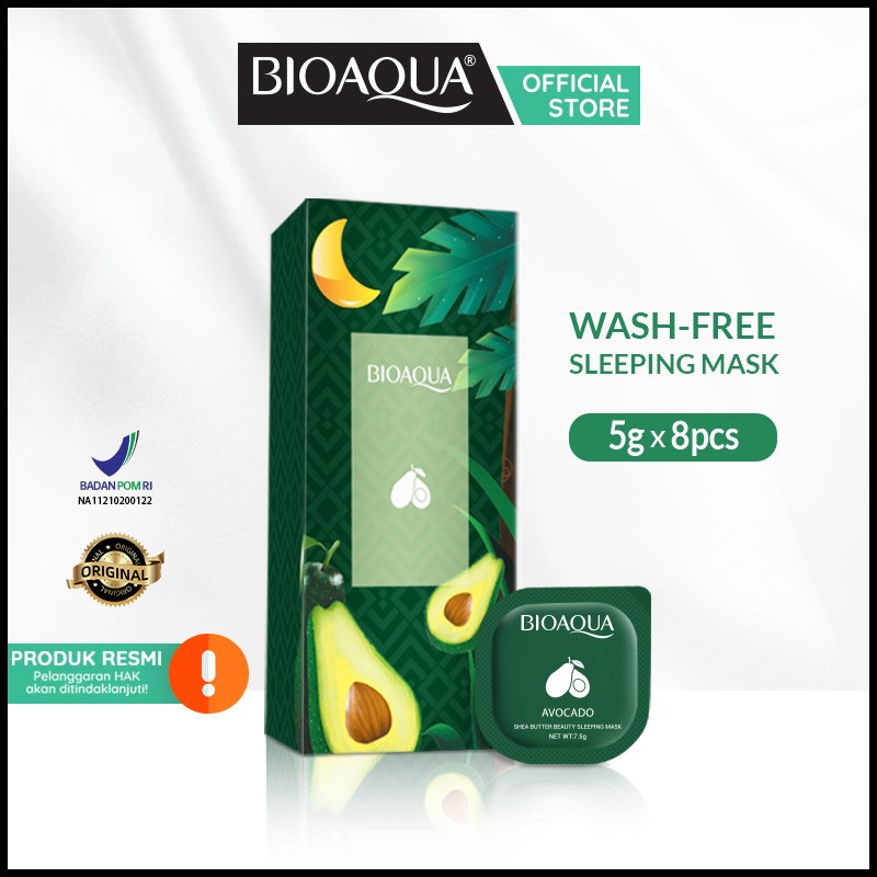 【BPOM】BIOAQUA Shea Butter Beauty Sleeping Mask Travel size wash-free masker wajah