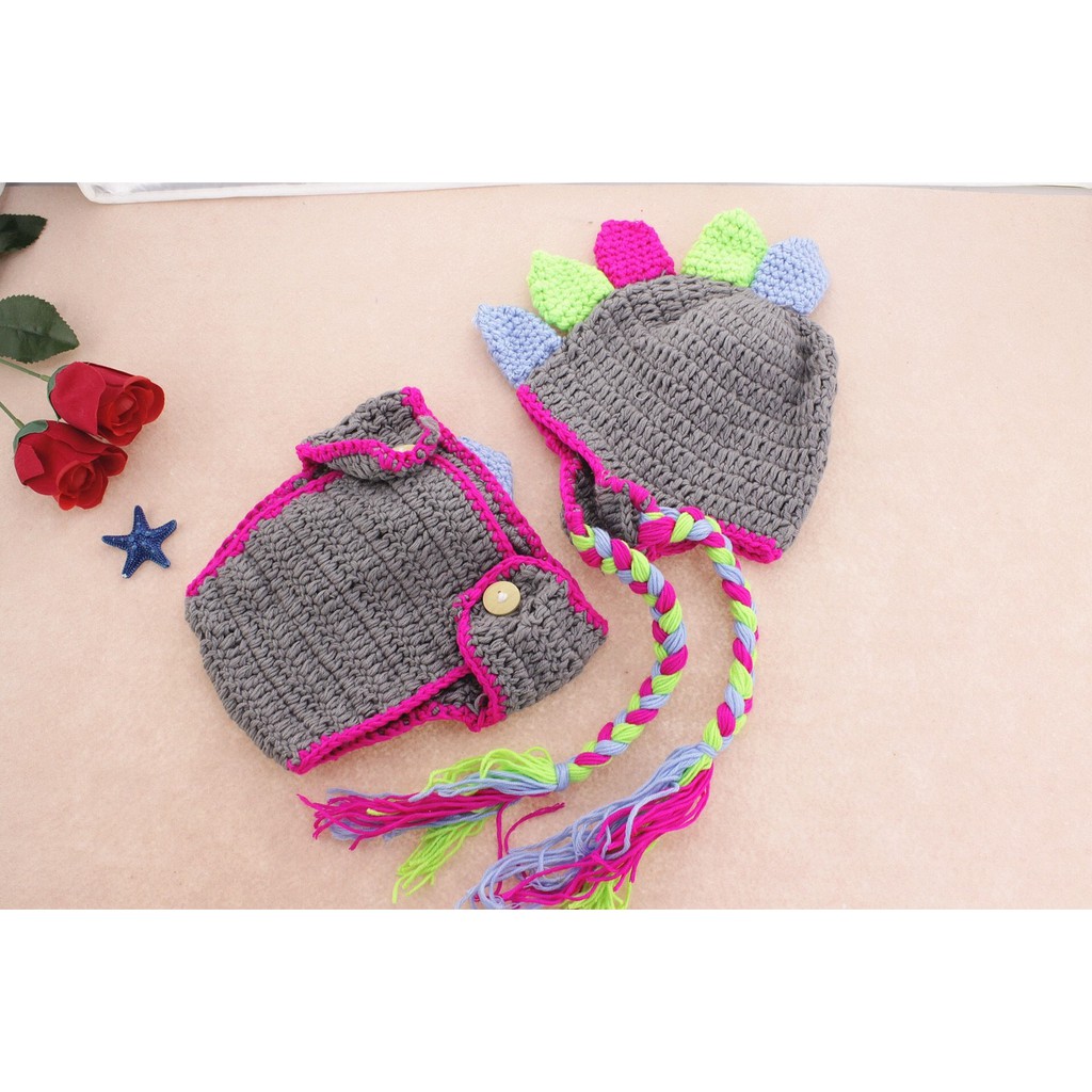 COSTUME CROCHET DINO GREY