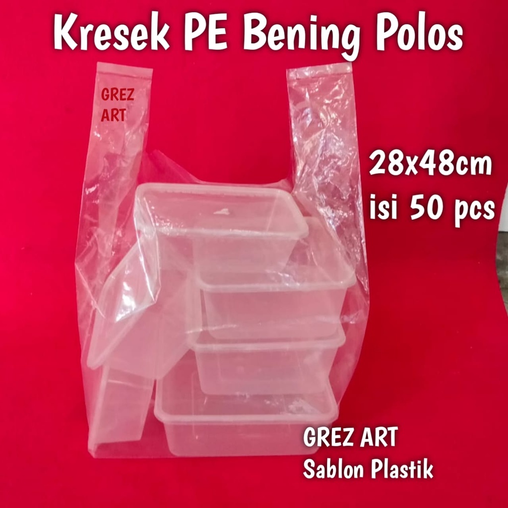 Kantong Plastik Kresek PE Bening 28x48  (isi 50 pcs)
