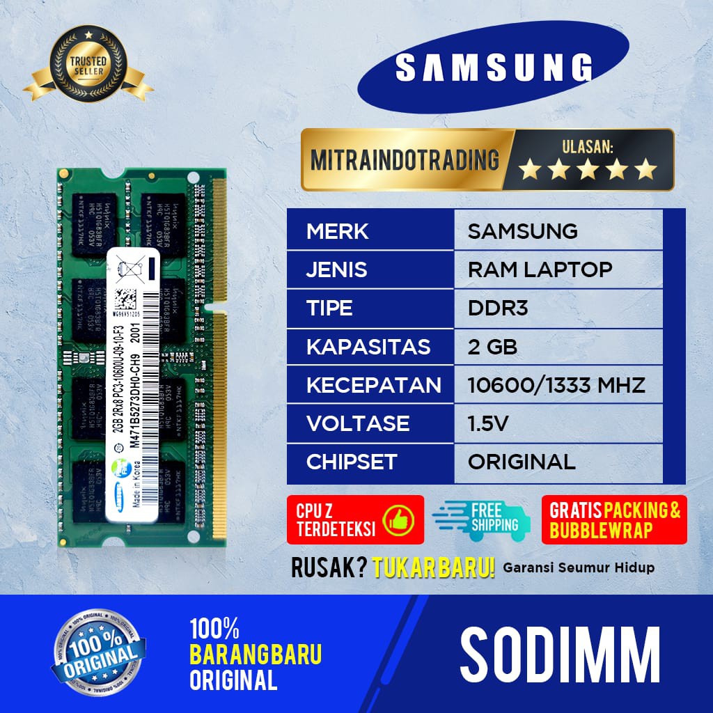 RAM SAMSUNG SODIMM DDR3 2GB PC 10600 NON L