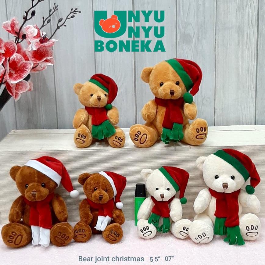 Boneka teddy Bear Natal 15cm/boneka christmas gereja souvenir kado RUSA SANTA