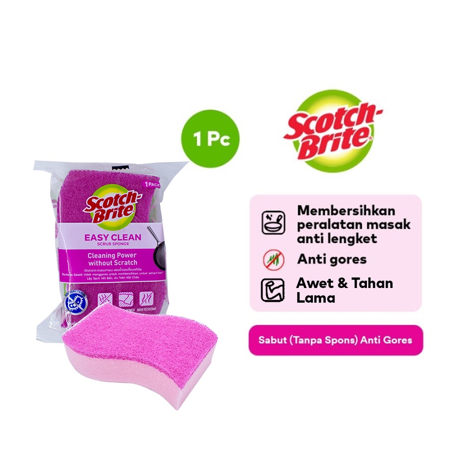 Ktmstore 3M Scotch-Brite Easy Clean Scrub Sponge Spons Anti Gores LAM-STD-34