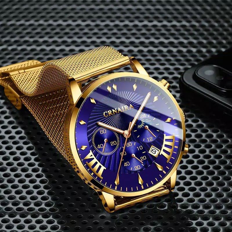 [COD] Crnaira Jam Tangan Pria Bisnis tahan air Tali Milanese SUPER