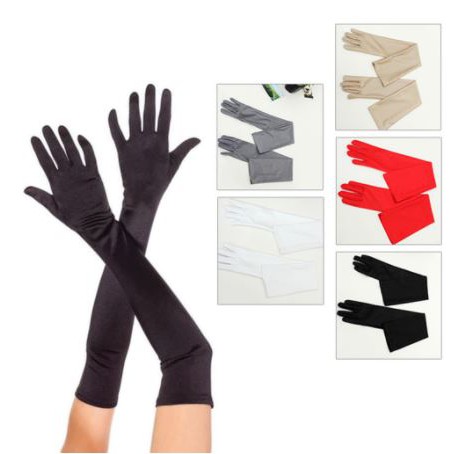 HG-02 Sarung Tangan PANJANG 55 cm panjang pengantin putih hitam long gloves spandex