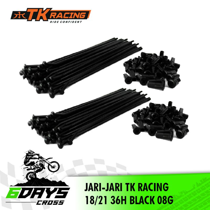 JARI-JARI TK RACING SET DEPAN BELAKANG RING 18/21 36HOLE BLACK 08G