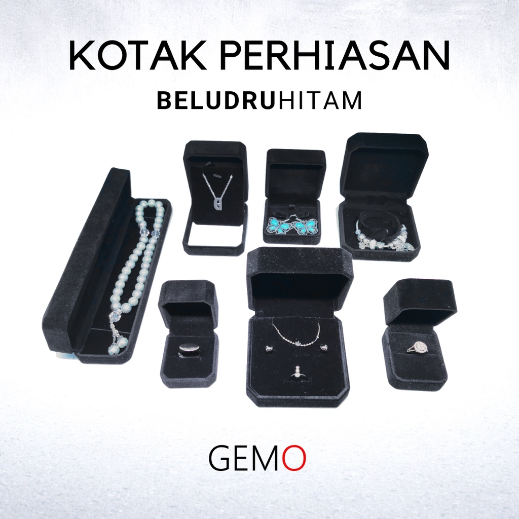 KOTAK PERHIASAN HITAM BELUDRU JEWELRY BOX SET CINCIN KAWIN GELANG KALUNG GIWANG UNIK, MURAH BLUDRU UNTUK SESERAHAN, HANTARAN NIKAH, PERKAWINAN, PERNIKAHAN, TUNANGAN, MAHAR