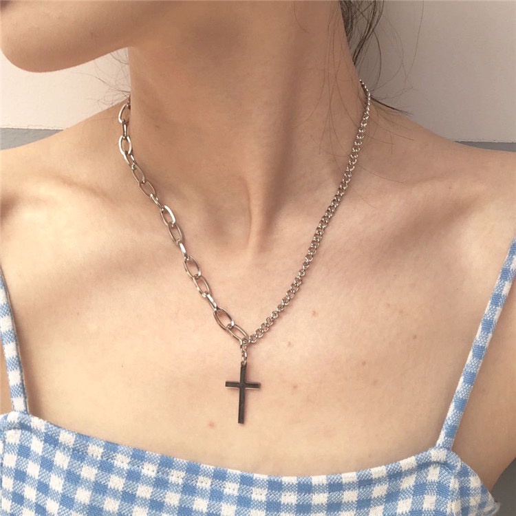 MORYMOSHI K26 Kalung Rantai Salib Unisex Fashion Korea