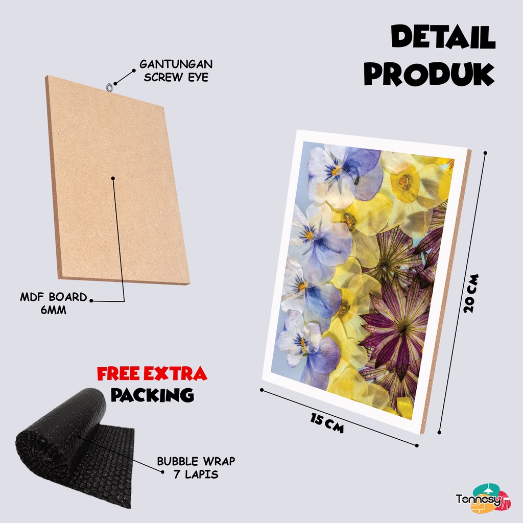 TENNESY HIASAN DINDING WALL DECOR BUNGA UNGU ABSTRAK 15x20CM PAJANGAN POSTER DEKORASI DINDING KAMAR RUMAH