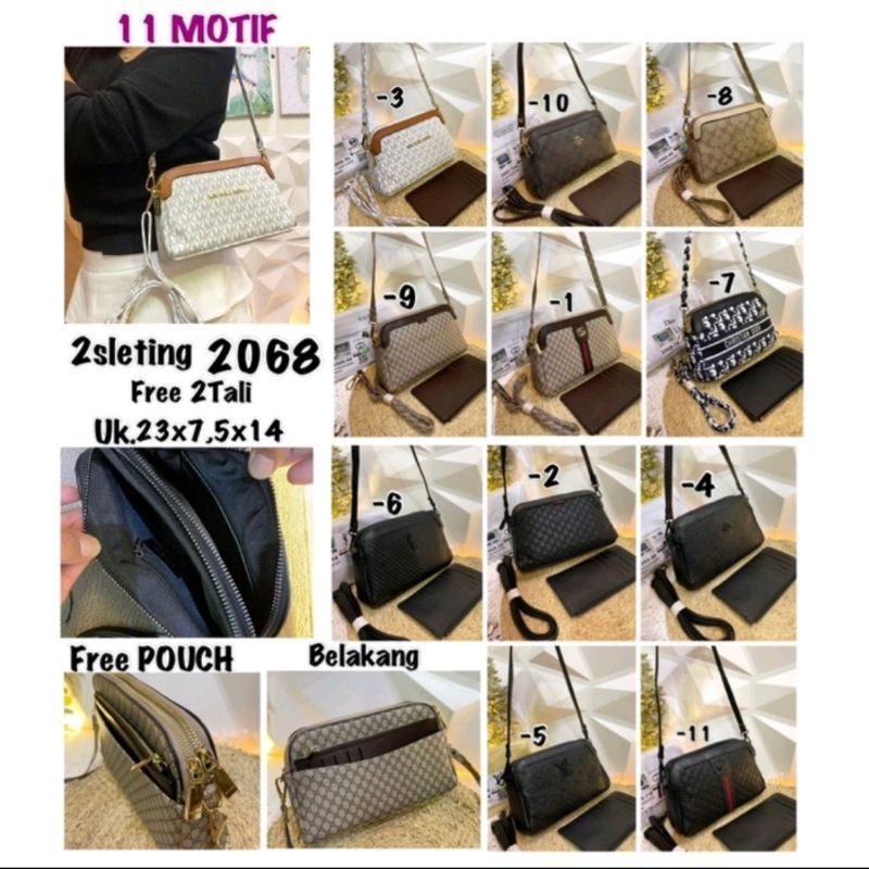 Slempang 2 Sleting Kode 2068 Double Strap Premium