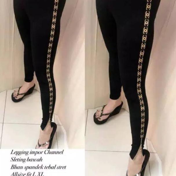 AD43  NEW LEGGING  ZIPPER  CHANEL RIB LEGGING  IMPORT 