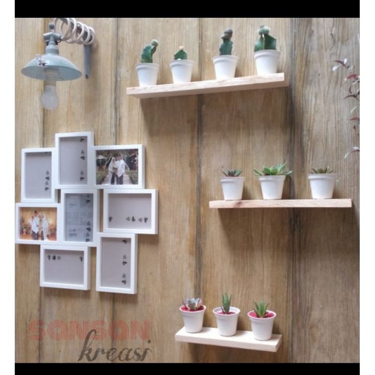 floating shelf kayu Pinus ambalan rak dingding kayu pinus