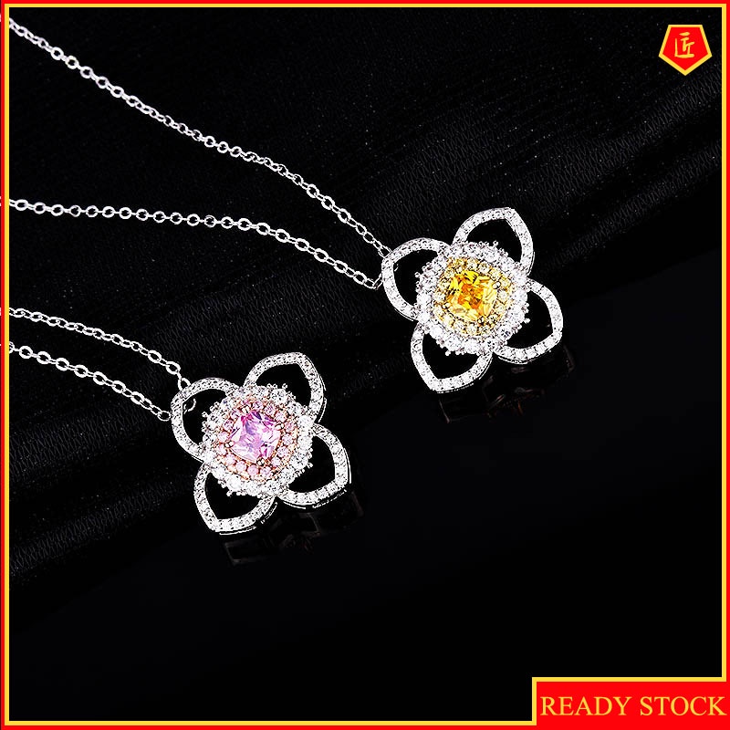 [Ready Stock]Four-Leaf Clover Pendant European and American Luxury Diamond Necklace