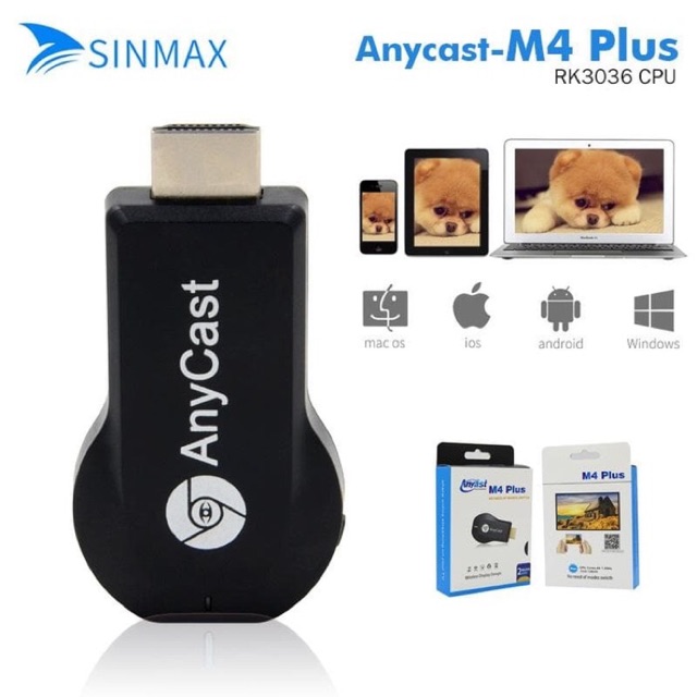 M4 PLUS AnyCast Hdmi Dongle WIRELESS / Wifi DISPLAY mirroring layar hp / laptop / proyektor / tv