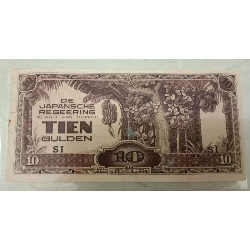 Uang Kertas Kuno 10 Gulden DJR Tahun 1940 Fine