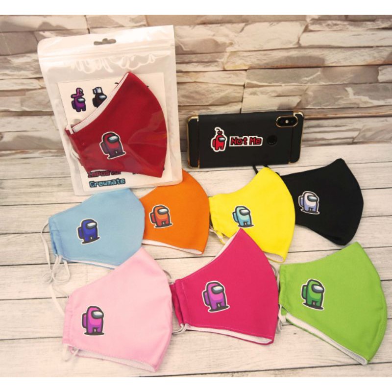 Masker Among Us Dewasa / Anak Limited Edition (Free Stiker HP Untuk Mabar)