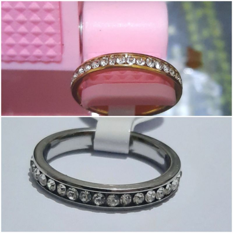 Cincin Titaium Permata Slim Untuk Wanita