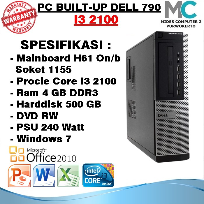 Pc Built Up Dell 790 Core I3 2100 Slim