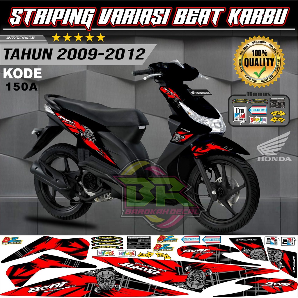 Striping Beat Karbu Stiker Lis Motor Beat Karbu kode 150