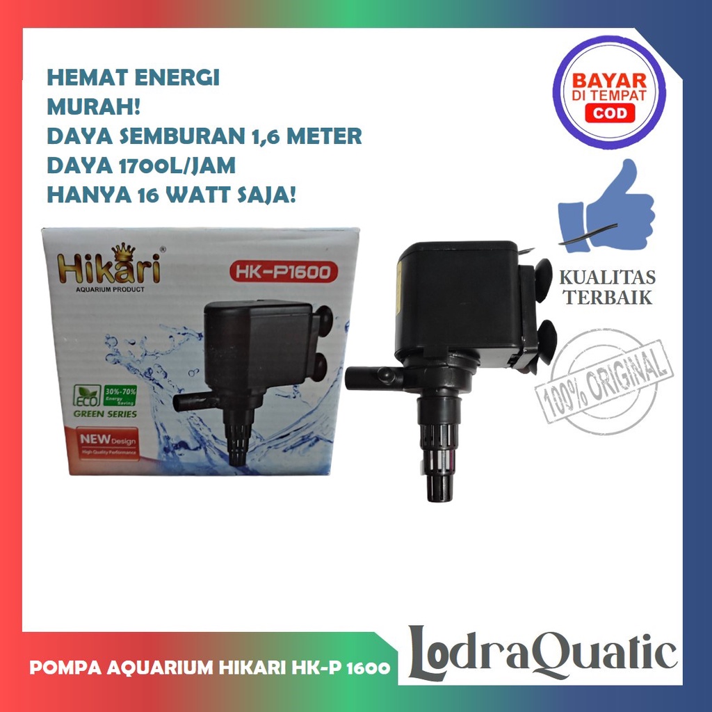 PROMO MURAH POMPA AIR AQUARIUM HIKARI HK-P 1600 NAIK 1,6 METER 1700 LITER FILTER AQUARIUM SEDANG POMPA AIR HIDROPONIK AQUARIUM FILTER AQUARIUM MINI POMPA AQUARIUM BESAR POMPA AQUARIUM POMPA AQUARIUM HEMAT ENERGY POMPA AQUARIUM LOW WATT FILTER AQUASCAPE