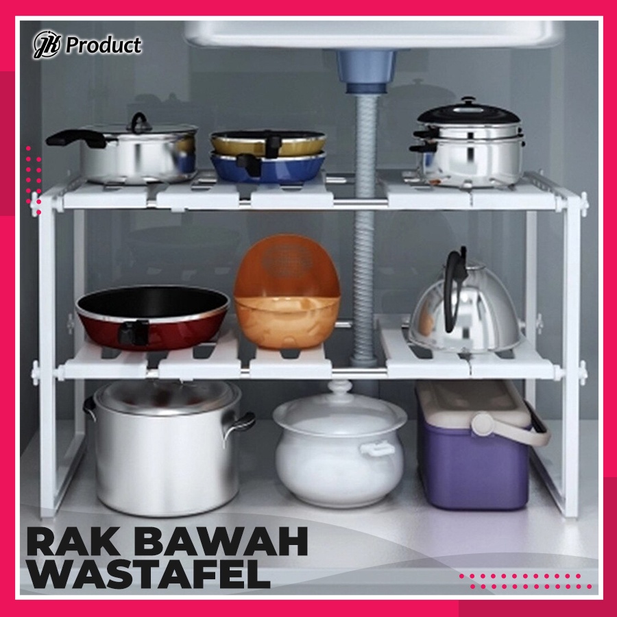 Rak Panci Bawah Wastafel Dispenser Cuci Piring Peralatan Dapur Kolong Stainless Serbaguna Multifungs