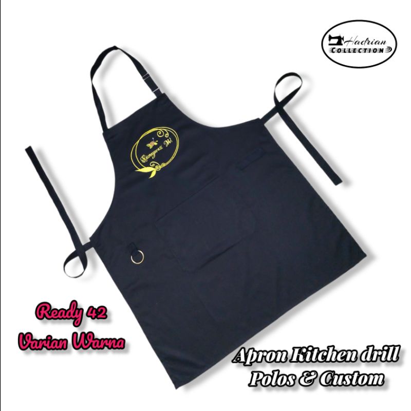 Celemek Apron Polos dan Custom | Celemek Masak | Celemek Barista | Celemek Dapur | Celemek Waitres | Celemek Pria Wanita | Apron Kitchen | Celemek Dewasa - Bisa Custom Bordir / Sablon Nama dan Logo satuan