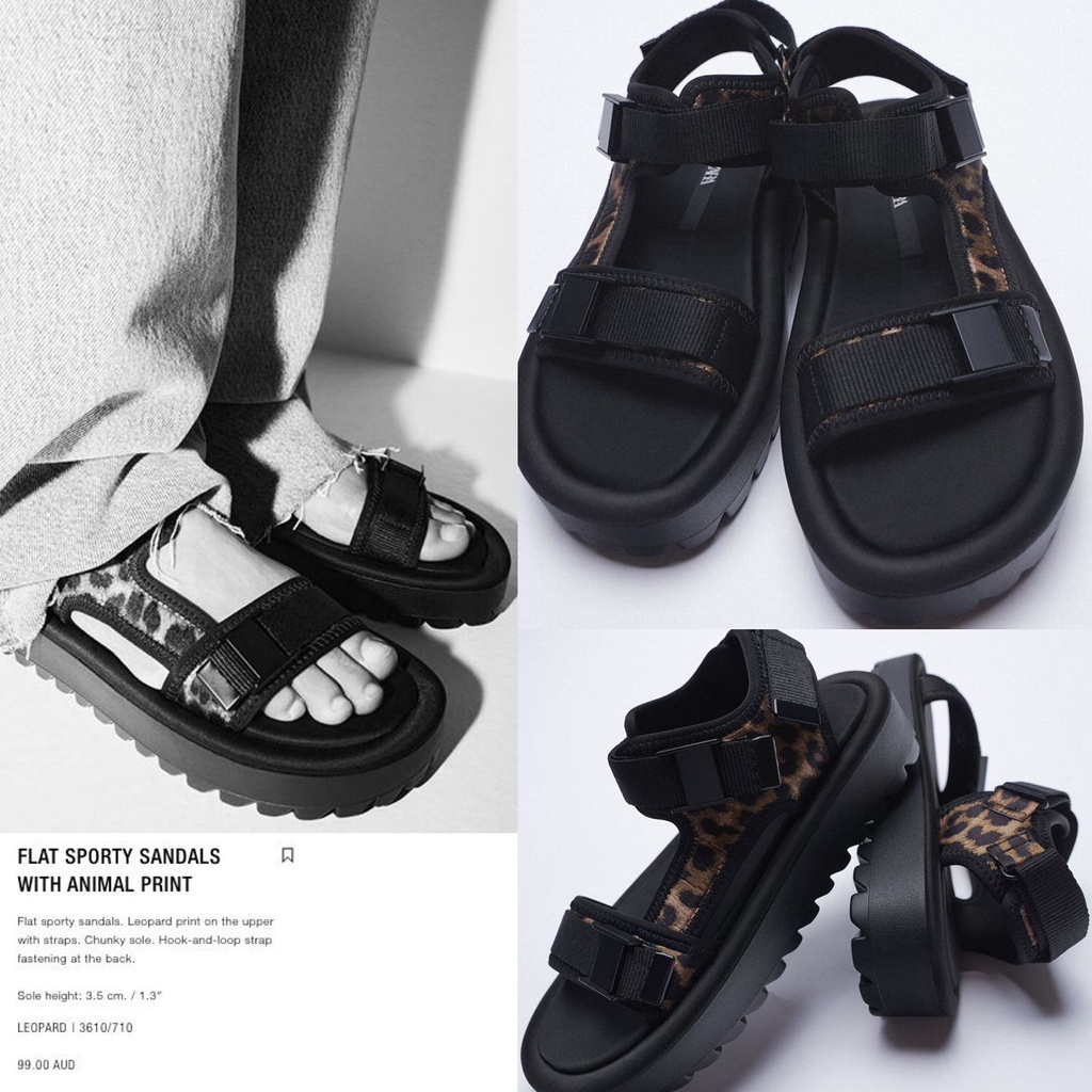 Z** flar sporty sandal with animal print