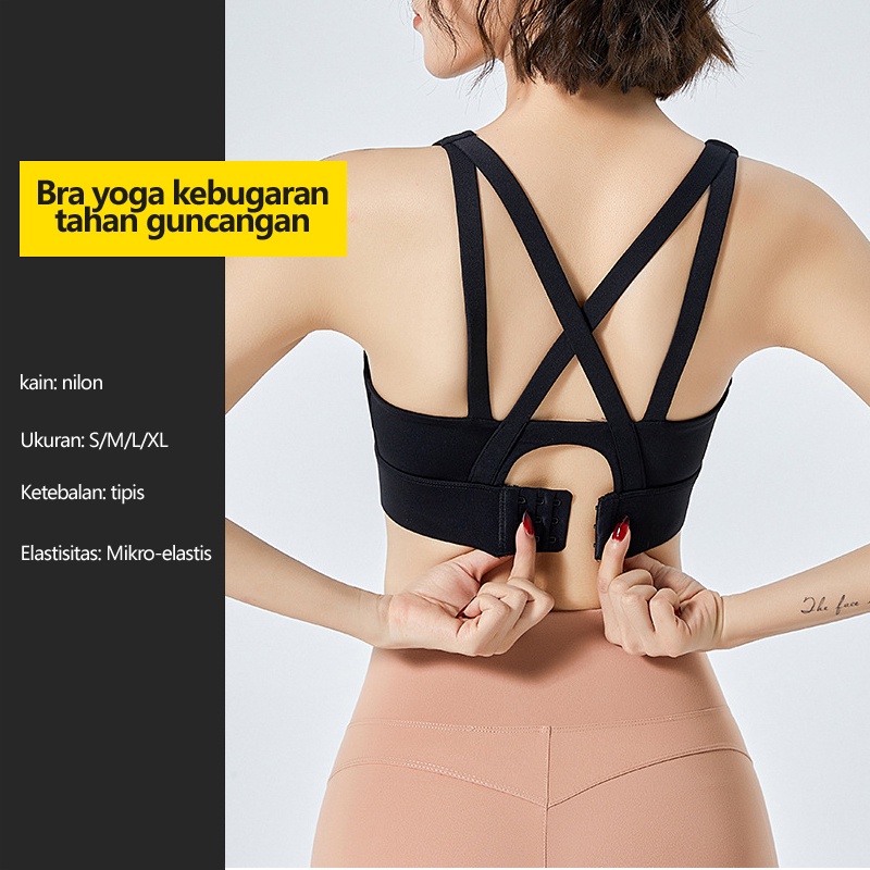 UNINICE Bra yoga kebugaran tahan guncangan/Bra olahraga satu potong/Gesper yang dapat disesuaikan di bagian belakang