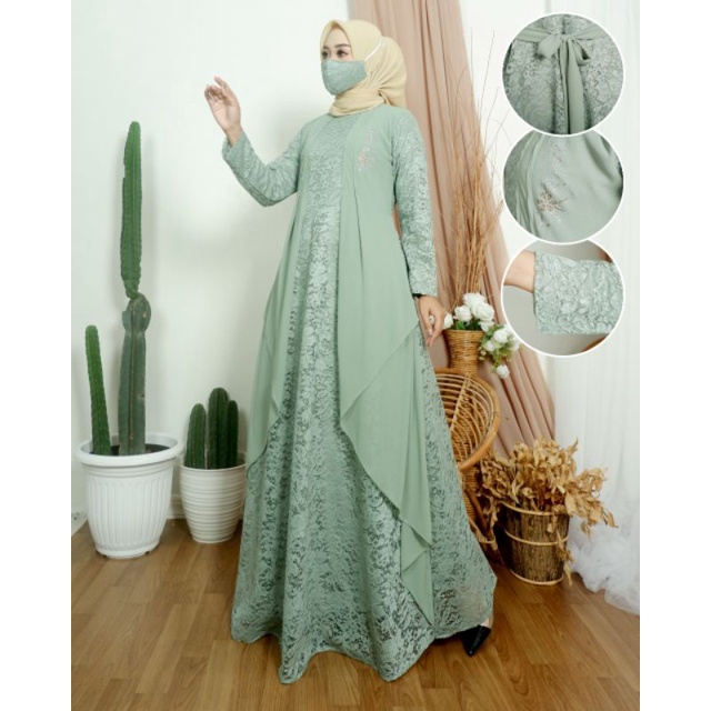 Gamis brukat seruty//gamis lebaran//gamis muslim//ganmis lebaran