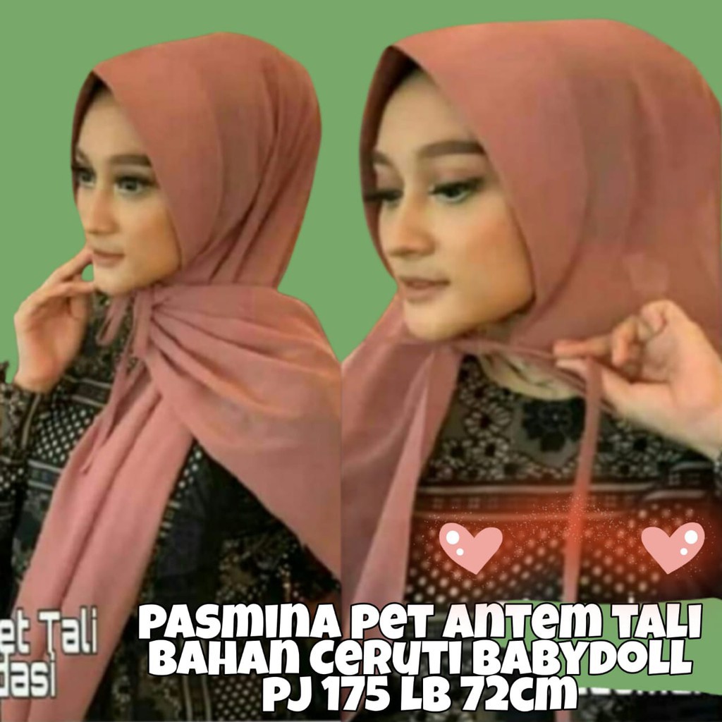 Pashmina Ceruty Babydoll Soft Pet Antem / Pashmina Instan / Pashmina Tali Ceruty