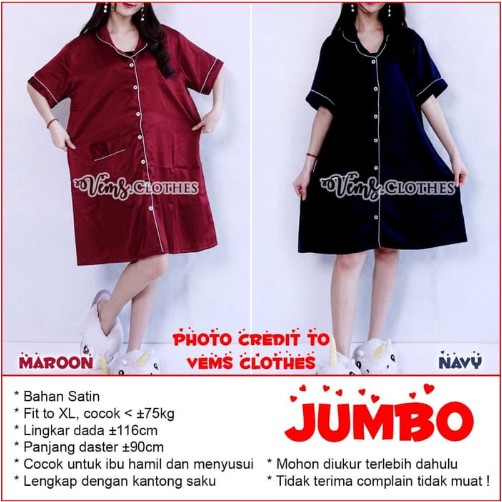 Daster Jumbo  Satin  Baju  Tidur Jumbo  Fit to XL Shopee 