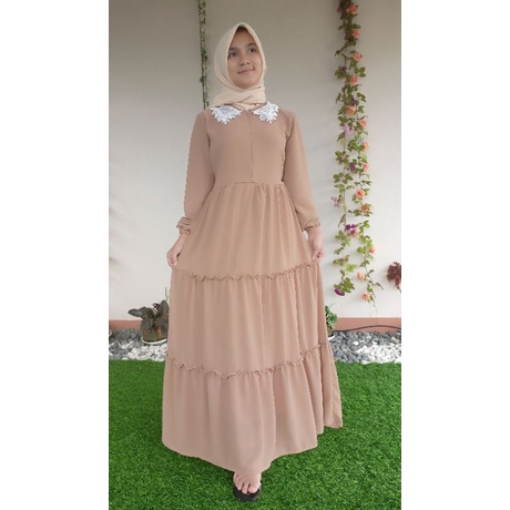 gamis ceruty kerah renda