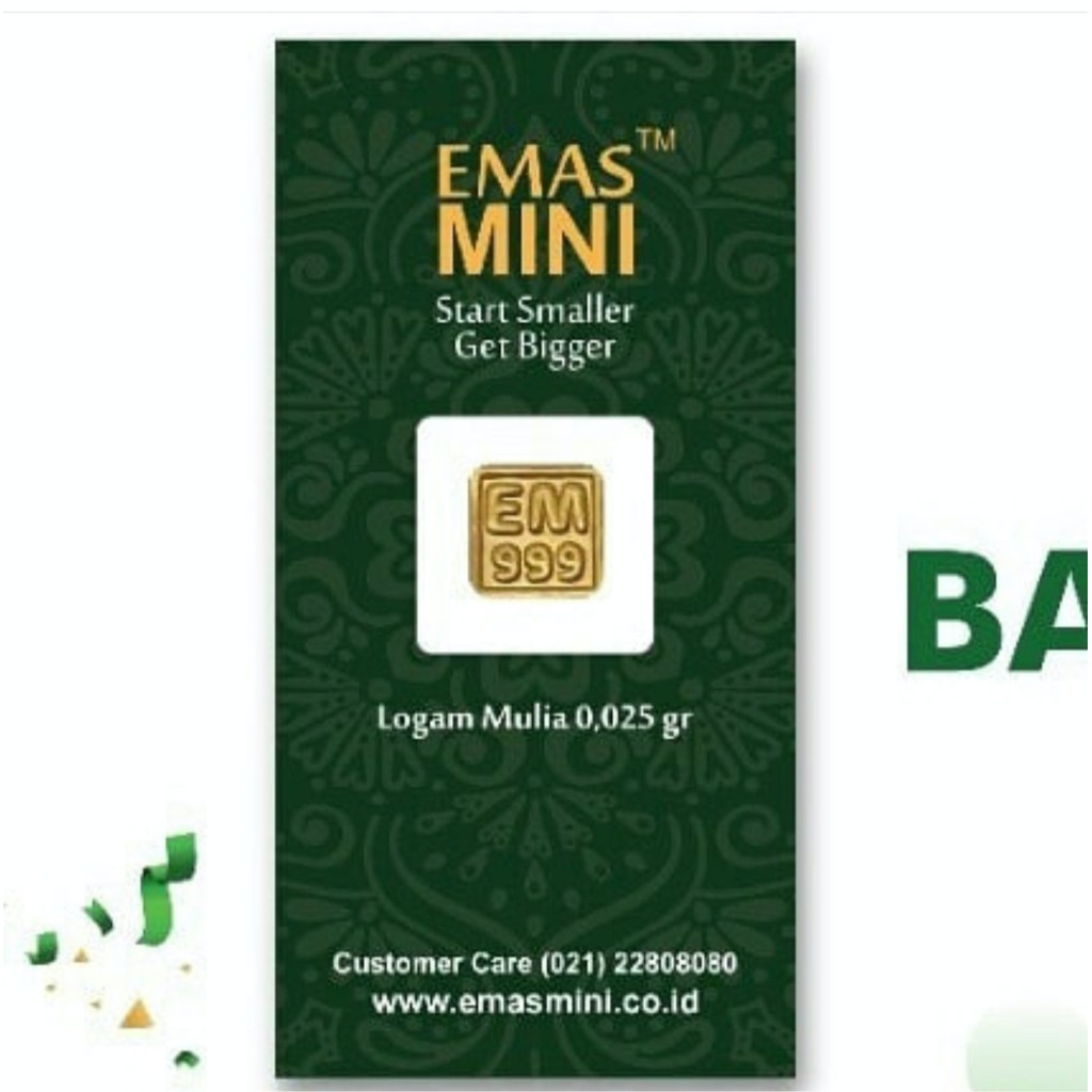 EmasMini 0.025 gr/ Logam Mulia/ Emas Murni? Emas Batangan 24K + Kwitansi