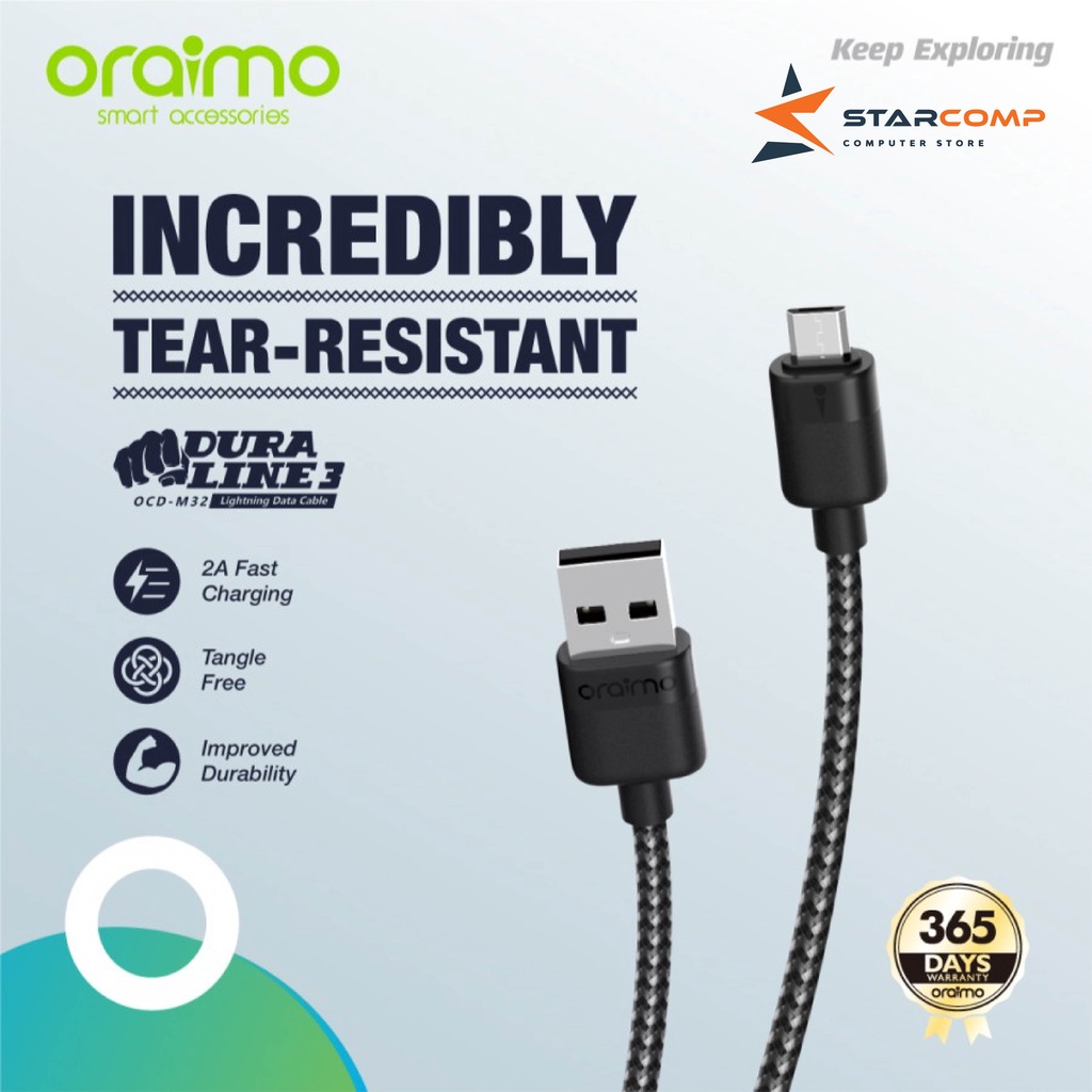 Oraimo Kabel Data Micro USB Android Cable 2A Fast &amp; Durable OCD-M32